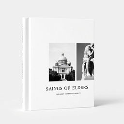 A minimalistic black and white book cover featuring three distinct images: the ancient Agora of Athens prominently displayed in the first section, followed by the elegant minaret of Jondy Shapor University in Iran in the second section, and finally, the iconic statue of Le Penseur (The Thinker) in the third section