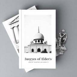 A stylish and minimalistic black and white book cover featuring three distinct images: the ancient Agora of Athens prominently displayed in the first section, the elegant minaret of Jondy Shapor University in Iran in the second section, and the iconic statue of Le Penseur (The Thinker) in the third section