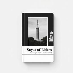 A stylish and minimal black and white book cover that features three images: the ancient Agora of Athens as the first picture, the minaret of Jondy Shapor University in Iran as the second, and the statue of Le Penseur (The Thinker) as the third