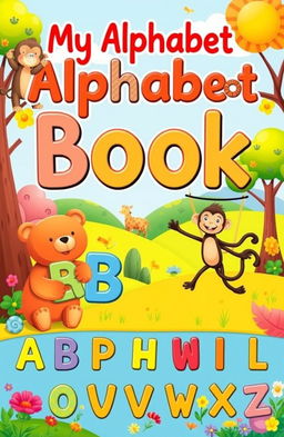 A beautifully illustrated children's alphabet book cover featuring whimsical animals, vibrant colors, and each letter A to Z represented by a unique character or object