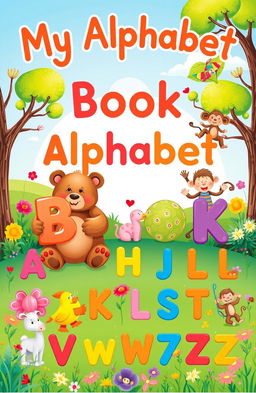 A beautifully illustrated children's alphabet book cover featuring whimsical animals, vibrant colors, and each letter A to Z represented by a unique character or object