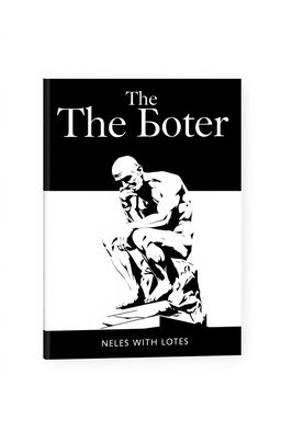A minimalistic book cover design featuring a black and white depiction of the famous 'The Thinker' statue by Auguste Rodin