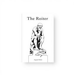 A minimal and small black and white book cover design featuring the iconic 'The Thinker' statue by Auguste Rodin