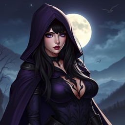 A captivating depiction of a sexy character inspired by Raven from popular fantasy, featuring a mysterious aura