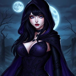 A captivating depiction of a sexy character inspired by Raven from popular fantasy, featuring a mysterious aura