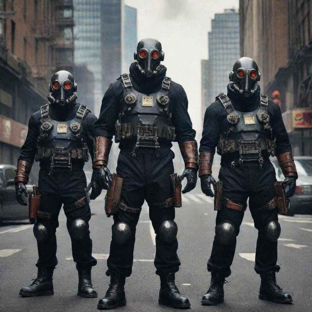 A formidable mechanicpunk mafia, armed with mechanical devices and donned in gear-filled suits. Their presence casts an air of intense intimidation against the backdrop of the noise-filled, machine-loving city.