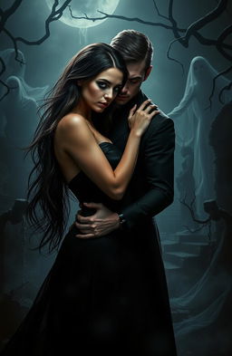 A dramatic and captivating scene depicting the theme 'Shadow of Desire: Love in the Underworld'