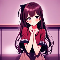 Anime-style profile picture of a beautiful, embarrassed waifu girl.