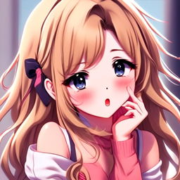 Anime-style profile picture of a beautiful, embarrassed waifu girl.