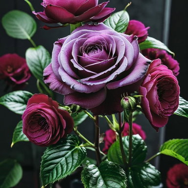 Blushing Beauty: Pink Roses & Purple Blooms