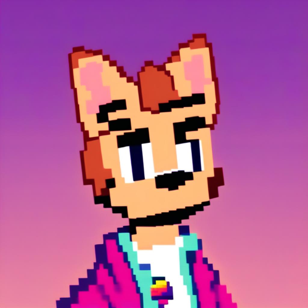 Pixel art profile picture of Garfield with vibrant colors and a simple background.