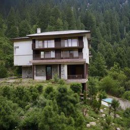 A four-bedroom home with attached bathrooms in every room and a single kitchen, nestled in the scenic beauty of Himachal Pradesh.