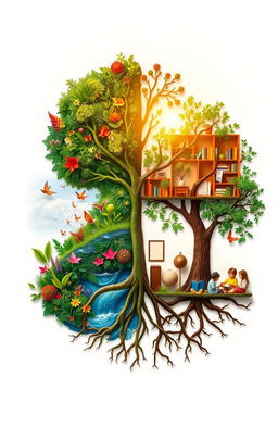 A symbolic representation of the debate between nature and nurture in personality development