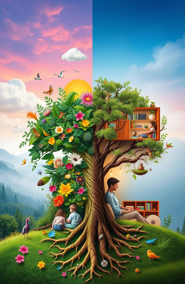 A symbolic representation of the debate between nature and nurture in personality development