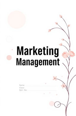 A design for a book cover titled "Marketing Management" displayed prominently in the center