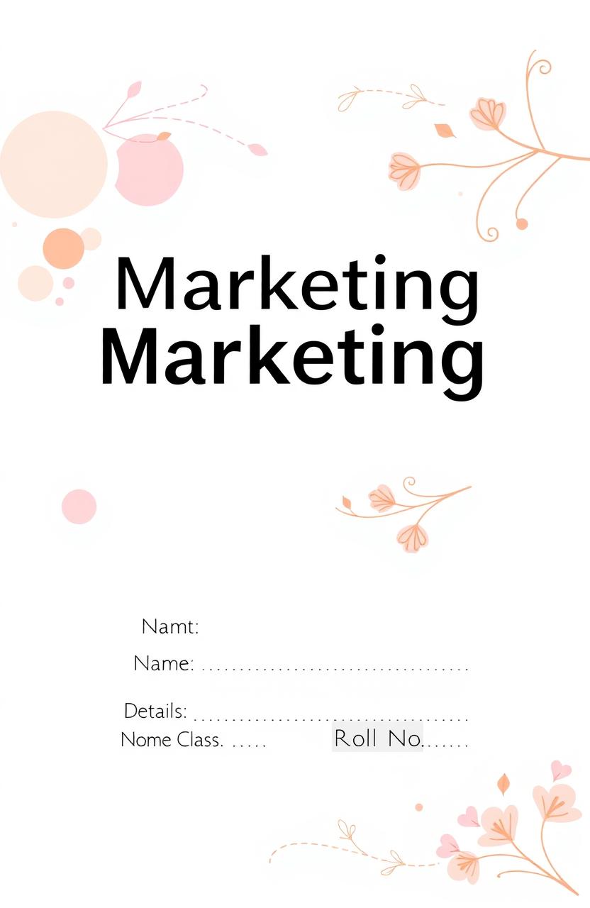 A design for a book cover titled "Marketing Management" displayed prominently in the center