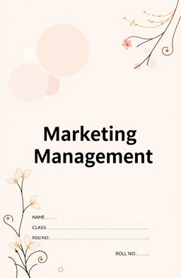 A design for a book cover titled "Marketing Management" displayed prominently in the center