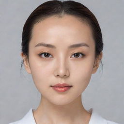 Generate an image of a beautiful woman named Yayoi. Her face is nearly flawless, featuring a broad forehead, beautifully spaced eyes and eyebrows, an upturned nose, and full lips. Although petite, her body is perfectly shaped.