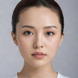 Generate an image of a beautiful woman named Yayoi. Her face is nearly flawless, featuring a broad forehead, beautifully spaced eyes and eyebrows, an upturned nose, and full lips. Although petite, her body is perfectly shaped.