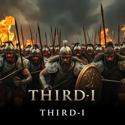 A heroic army depicted as if in a grand cinematic trailer titled 'THIRD-I', charging forward with fierce determination