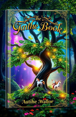 A stunning 3D book cover design featuring a mystical forest background with vibrant colors and ethereal lighting