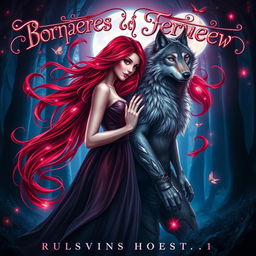 A romantic fantasy book cover featuring a powerful sorceress with the ability to manipulate blood and a shapeshifter