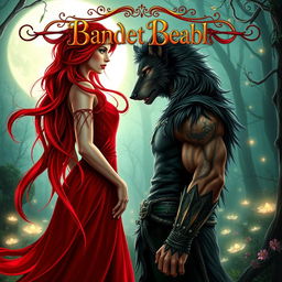 A romantic fantasy book cover featuring a powerful sorceress with the ability to manipulate blood, standing elegantly in a moonlit glade