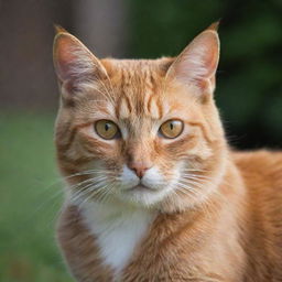 An orange suburban pet cat. The image should give the impression of being taken with a Canon EOS R5 with RF 100mm f/2.8L Macro IS USM Lens, at an ideal aperture of f/4 to f/5.6