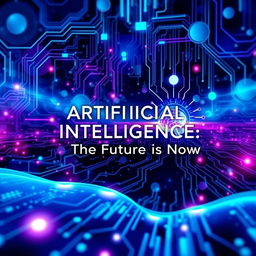 A captivating and visually striking AI page cover featuring a futuristic digital landscape