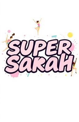 A vibrant and artistic scene featuring the words 'Super Sarah' prominently displayed in a sharp, bold font