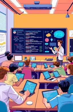 A visually striking illustration depicting the key concepts of computer science and its applications
