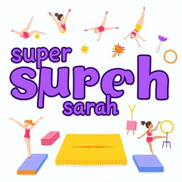 The phrase 'super sarah' prominently displayed in a bold, stylized purple font