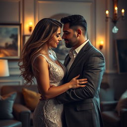 A romantic and dramatic scene depicting a husband and wife caught in a whirlwind of love, passion, and betrayal