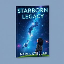 A captivating book cover design for 'Starborn Legacy' by Nova Stellar