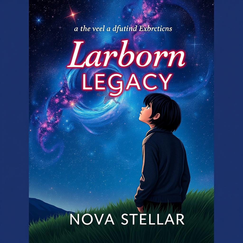 A captivating book cover design for 'Starborn Legacy' by Nova Stellar