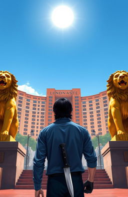 An illustration of a luxury hotel facility, grand and massive in size