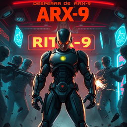 An action-packed cover for a science fiction novel titled 'Despertar de ARX-9'