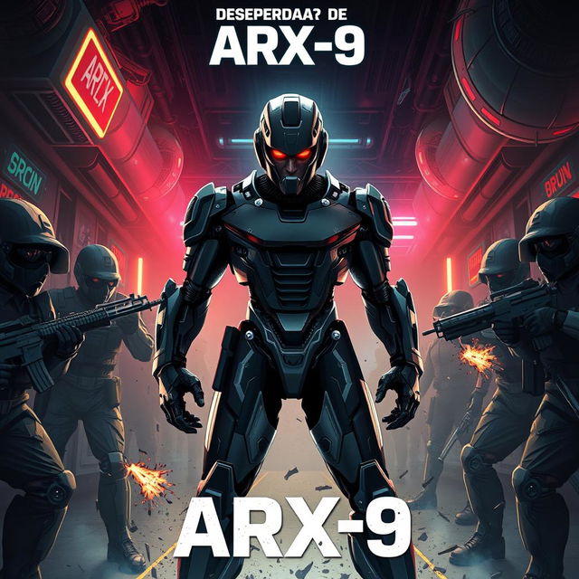 An action-packed cover for a science fiction novel titled 'Despertar de ARX-9'