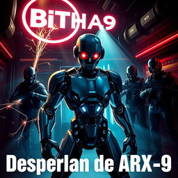 An action-packed book cover for a science fiction novel titled 'Despertar de ARX-9'