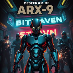 An action-packed book cover for a science fiction novel titled 'Despertar de ARX-9'