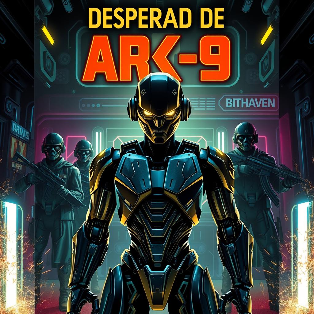 An action-packed book cover for a science fiction novel titled 'Despertar de ARX-9'