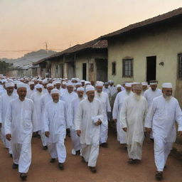 After the sermon, the elderly ulama and the congregation return to their quaint homes, under the slowly setting sun.