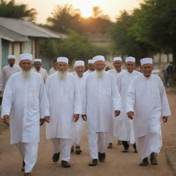 After the sermon, the elderly ulama and the congregation return to their quaint homes, under the slowly setting sun.