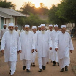 After the sermon, the elderly ulama and the congregation return to their quaint homes, under the slowly setting sun.