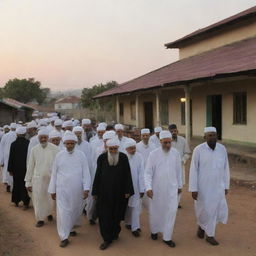 After the sermon, the elderly ulama and the congregation return to their quaint homes, under the slowly setting sun.