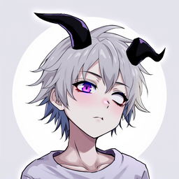 An anime-style illustration of a boy with pale skin and messy hair