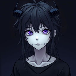 An anime-style illustration of a boy with a gloomy, dark vibe