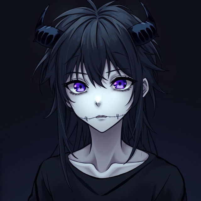 An anime-style illustration of a boy with a gloomy, dark vibe