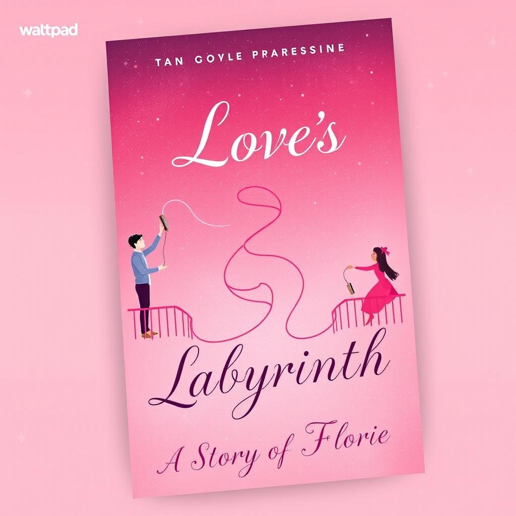 A beautifully crafted book cover for a Wattpad story, featuring a dreamy night sky color theme in soft shades of pink