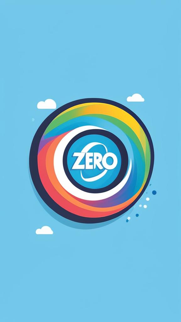 Colorful and humorous logo for 'Zero Traction', a comedy satire group. 'Zero' in bold, rainbow gradient font with 'Traction' in playful bubble letters. The 'O' in 'Zero' replaced with a cartoonish, skidding tire mark extending beyond the word on a light blue background.